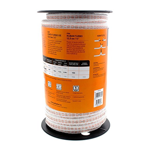 Gallagher 1/2" x 656' Electric Fence Turbo Polytape with Copper and Stainless Steel Strands | 34x More Conductivity Than Standard Polytape | Electric Fencing for Horses and Livestock