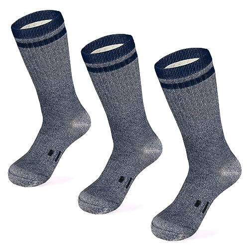 MERIWOOL Merino Wool Hiking Socks for Men and Women – 3 Pairs Midweight Cushioned – Warm n Breathable - color: Blue, size: Large
