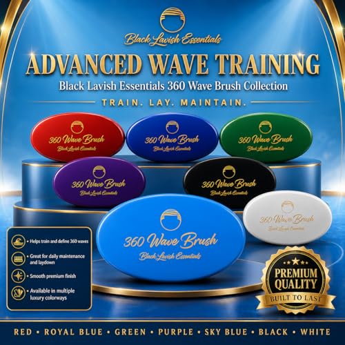360 Wave Brush, Soft, Build Deeper Waves & Hard Boar Bristle, Curved Design, Black Lavish Essentials Signature (Soft Brush, Sky Blue) - color: Sky Blue, size: Soft Brush