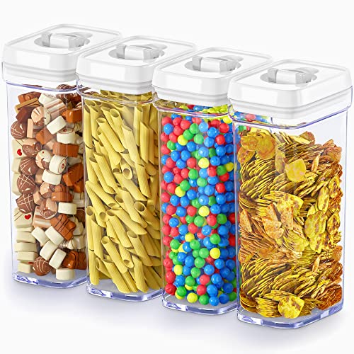 DWËLLZA KITCHEN Airtight Food Storage Containers with White Lids 1.7L - 4 Pc Air Tight Pantry Storage Containers Clear Kitchen Organization and Storage Set BPA-Free - Keeps your Food Fresh & Dry - color: 02 - 1.4 Liters (Set of 4)