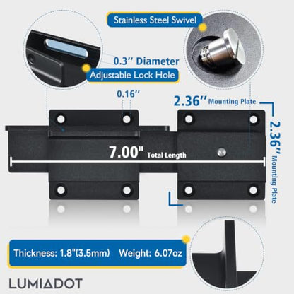 7" Flip Gate Latch Lock for Wooden Fence with Padlock Hole - size: 2 Pack