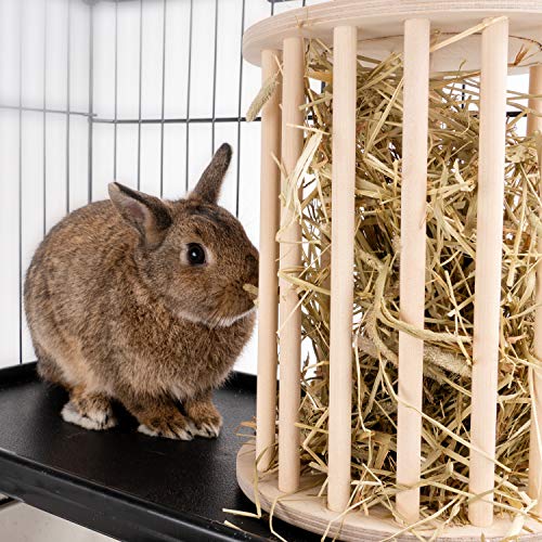 andwe Rabbit Hay Feeder Wooden Food Feeding Rack Easy to Fill