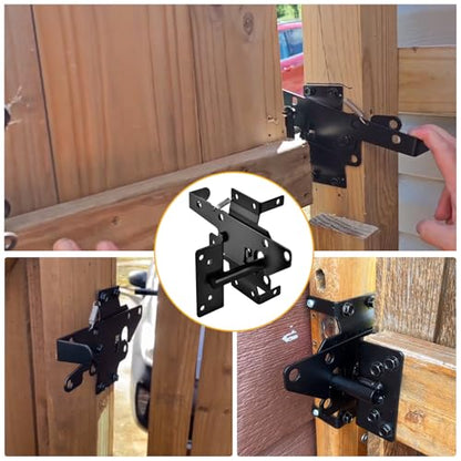 Self-Locking Gate Latch for Wooden Fence - Heavy Duty Automatic Gate Lock Gravity Door Latch Hardware for Secure Pool, Yard,Outdoor Garden, Metal Gates Vinyl Fences
