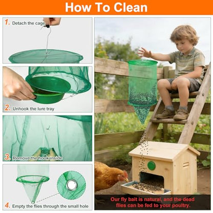 Reusable Ranch Fly Traps Outdoor Hanging Fly Cage-8 Pack - size: 8 pack