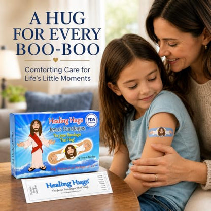 Healing Hugs Jesus Bandages - Premium Adhesive Hugging Jesus from Hug-a-BooBoo, The Jesus Bandages that Hug! 24 Count Box - size: 24ct, style: Healing Hugs Jesus