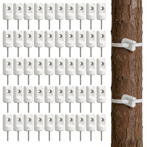 52 Pcs Electric Fence Porcelain Insulator Heavy Duty Ceramic Lag Screw Insulator for Farm Ground Fencing Wood Post Electrical Wire