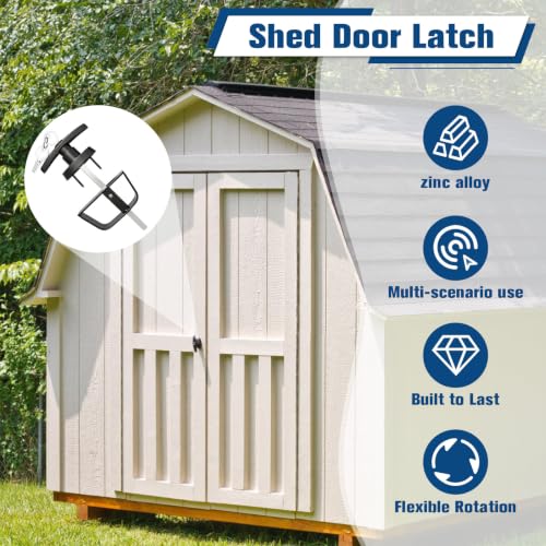 5½" Shed Door Latch, Barn Door Latch, T-Handle Lock Kit with 2Keys, Stem Storage Barn Shed DoorHardware Lock Set for Playhouses, Storage Barn, Chicken Coops, Camper, Carbon Steel