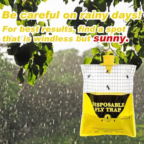 Outdoor Fly Traps for Patio - 6 Large Pre-Baited Flies Bags Disposable - size: 6 pack