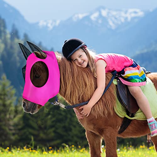 Frienda 4 Pcs Horse Fly Mask with Ear, Large, Purple, Blue, Pink, Black - color: Purple, Blue, Pink, Black, size: Large