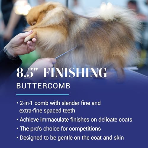 Chris Christensen 504 8.5 in. Fine/Coarse Greyhound-Style Butter Comb, Groom Like a Professional, Rounded Corners Prevent Friction and Breakage, Solid Brass Spin with Steel Teeth, Chrome Finish. - size: 504 - 8.5 Inch Fine/Extra Fine