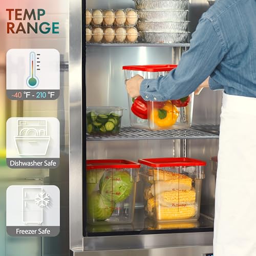 CURTA 8-Pack 2 Qt NSF Clear Polycarbonate Food Storage Containers with Green Lids - Square, Commercial-Grade, Freezer & Dishwasher Safe, Stackable - color: 2.0 Qt 8-Pack(Green Lids)