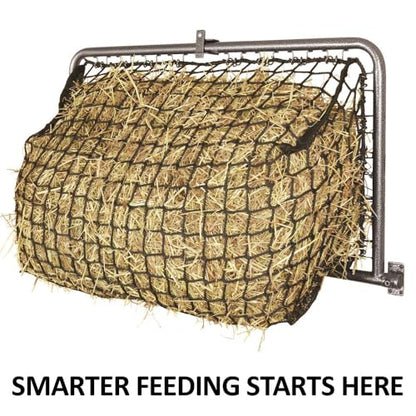 Schneiders Easy-Up Pro Fold-Up Hay Feeder Frame with 1.5" Knotless Net | Durable 4-Flake Horse Hay Feeder | Slow Feeding | Efficient Barn Chores | Color Gray Armor