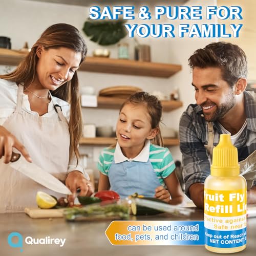 Qualirey 6 Pack Fruit Fly Trap Refill Liquid, 0.68oz Per Bottle,Yellow | Liquid Fruit Fly Traps for Indoors, Non Toxic Bait Safe Near Pets, Food and Kids, Lure Refill for Home Kitchen - color: Yellow