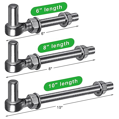 Insaga M16x 8'' J-Bolt Gate Hinge, 304 Stainless Steel J-Bolt Post Hinge for Farm Gate, 5/8" Male Pin J-Bolt Hinge for Chain Link Fence Gate, Gate Hinges for Metal Gates (4Pcs) - color: M16-8''-4PCS