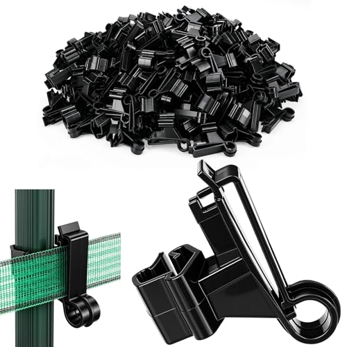 Chunful 200 Pcs T-Post Poly Tape Insulator Large Snap T-Post Holding Electric Fence Insulator for Farm Fence (Black) - color: Black