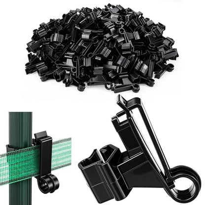 Chunful 200 Pcs T-Post Poly Tape Insulator Large Snap T-Post Holding Electric Fence Insulator for Farm Fence (Black) - color: Black