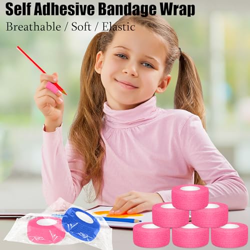 6 Pack Pink Self Adhesive Bandage Wrap 1 Inches x 5 Yards - color: Pink, size: 1 Inch