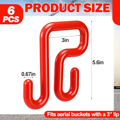 Wenqik 6 Pcs Lineman Bucket Hooks 3'' Truck Blanket Hooks, Red - color: Red