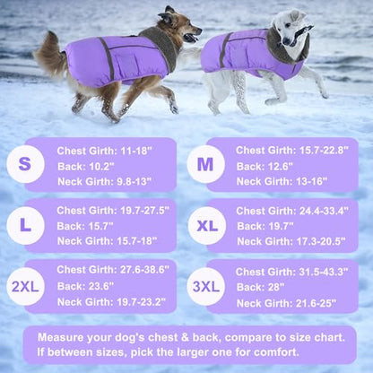 Dogcheer Warm Dog Coat, Waterproof Dog Jacket Christmas Puppy Winter Coat with Buckle, Reflective Adjustable Pet Snow Jacket Fleece Sweater for Small Medium Large Dogs - Taro Purple M - color: Taro Purple, size: Medium