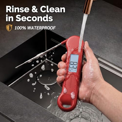 0.5 Sec Instant Read Grill Meat Thermometer Digital Food Cooking BBQ, Red - color: Red
