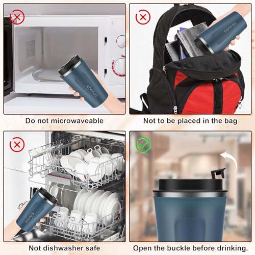 MOMSIV 17oz Travel Coffee Mug, Insulated Coffee Cup with Leakproof Lid - color: A-Silver Blue-17oz