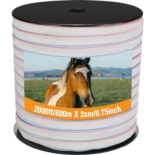 1 Roll 3/4 Inch x 2000 ft Electric Fence Tape Polytape - color: White, size: 3/4 Inch X 2000 ft