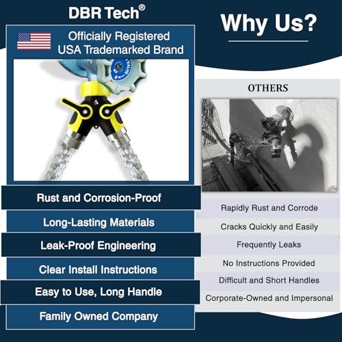 DBR Tech® Hose Splitter 2 Way, Heavy Duty Metal Connector, Two Way Garden Hose Splitter, High Flow Spigot Faucet Bib Adapter, Solid Double Y Shut Off Valve for Outdoor Gardening Hoses, Yellow - color: Yellow