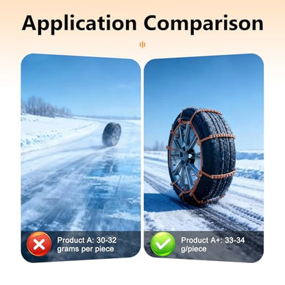 12 PCS Car Snow Tire Chains, Anti-skid Non-slip Traction Strap for Winter Ice & Mud, Adjustable Thickened Tire Zip Tie, Portable Emergency Accessory for Cars SUVs Trucks (Orange)