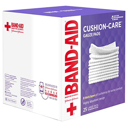 BAND-AID Brand Absorbent Cushion Care Sterile Square Gauze Pads for First Aid Protection of Minor Cuts, Scrapes & Burns, Non-Adhesive, Wound Care Dressing Pads, Large, 4 in x 4 in (Pack of 125) - size: 4x4 Inch (Pack of 125)