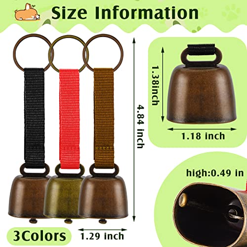 Moxweyeni 3 Pieces Loud Dog Collar Bells with Nylon Strap Pet Training Necklace Goat Bear Bell for Small Dog Collar Charm with Tracker Noise Animal Anti Lost Pet Pendant Accessories Decorative