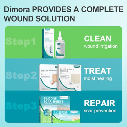 Dimora Silicone Foam Dressing Adhesive Gentle Border 3" x 3" in - size: 3"x3"(10Packs)