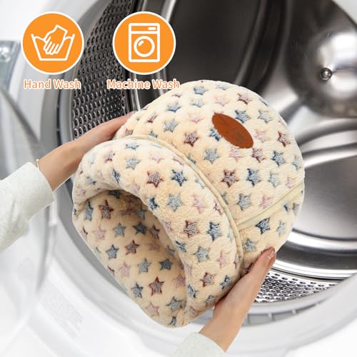 YUEPET Guinea Pig Bed, Warm Fleece Slipper Cuddle Cave, Brown Star - color: Brown Star, size: 1PCS