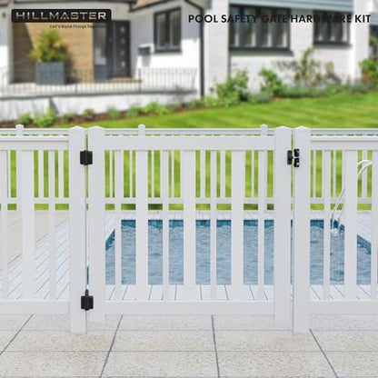Self Closing Gate Hinges and Key Lockable 2 Sided Gate Latch Gate Hardware Kit,Two Sided Self Locking Gate Latch and No Rust Pool Gate Hinges for Outdoor Metal/Vinyl Fence,Locking Gate Door Lock Latch