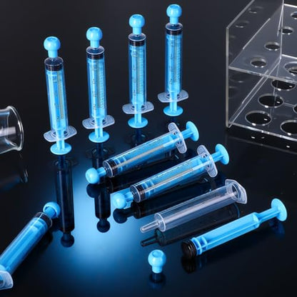 TrelaCo 20 Pack 10ml Oral Syringes with Cap Plastic No Needle, Blue | Measuring Dispensing for Liquid Medication, Individually Sealed, Pet Feeding Lab Sample, Clear Graduated Markings,Halloween - size: Blue