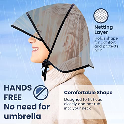 Waterproof Rain Bonnet Hat w Full Cut Visor & Netting for Men/Women (Unisex) - color: White