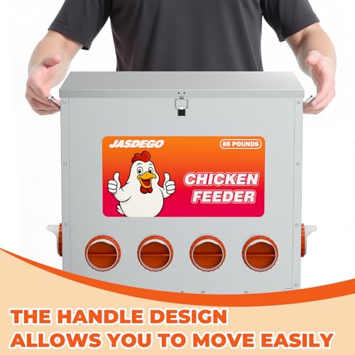 6 Port Automatic Chicken Feeder, No Waste Poultry Feeder with Lid - size: 6 Ports (85-120 LBS)