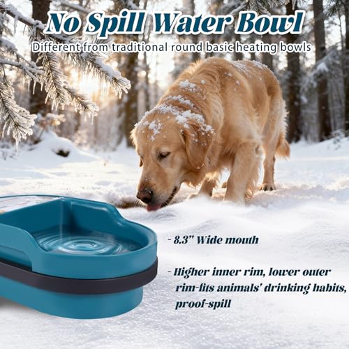 Heated Dog Water Bowl, Auto Filling, 45W, 2L, 55" Chew-Resistant Cord | Float Valve Controlled-Self Filling, Outdoor Water Stays Unfrozen In Winter, Heated Pet Water Dish for Bird Cats Chicken