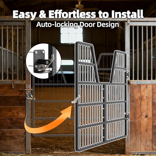 Horse Stall Gates 48" W x 42" H | Heavy Duty Steel Gate for Horse Barns, Stall Door Guard
