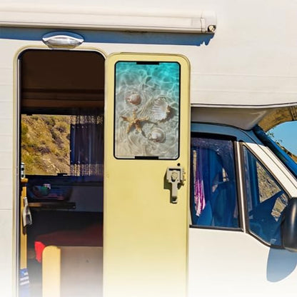 Beach Shells RV Door Window Shade Cover Universal Sun Shade Accessories Fits Most RV Window Camper Camper Privacy Entrance Sun Blackout Fabric - color: Beach Shells