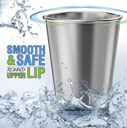 CHILLOUT LIFE Stainless Steel Kids Cups 8 oz - Stainless Steel Small Children Cups for Home & Outdoor Activities, BPA Free Unbreakable Premium Stackable Metal Drinking Glasses (8-Pack) - color: Stainless Steel, style: 8 oz - 8pc