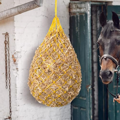 Slow Feed Hay Nets for Horses, 2 Pack,40 Inch,2 Inch Holes,Yellow - color: Yellow