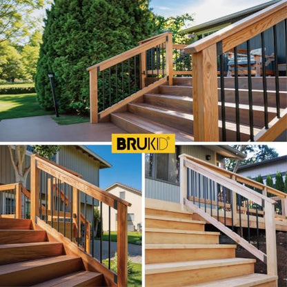 8 Pair(16pack) 35° Stair Stainless Steels Deck Railing Bracket Connectors, for 2x4 (Actually 1 ½" x 3 ½") Wood Deck Railing Post to handrail Connection (Matte Black) - size: Angles 35°