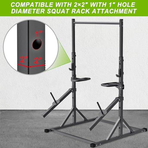 SELEWARE Dip Bar Attachment for Power Rack, 2 x 2 Tube, Multi Grip Handle - color: 2" x 2" Rack with Dip Bar