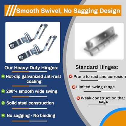 2-Pack T-Post Gate Hinge Kit for Chain Link Fence,1-5/8" Female Hinge Pins | Galvanized Steel, 200+° Swing with Hardware, Easy Installation Suitable for Farm Gates,Ggarden Fences