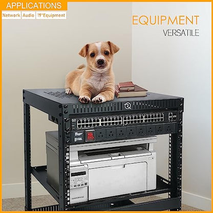 RIVECO 22U Network Rack with Reinforced Top & Bottom Vented Plates - 4 Rolling Wheels Floor Standing for 19" Equipment & Stereo Gear - Including 2PCS Shelves & Rail Mount PDU - size: 22U