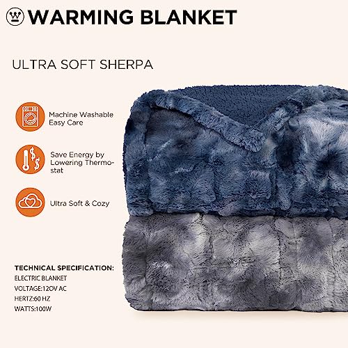 Westinghouse Heated Blanket Full Size, Faux Fur with 10 Levels, Grey - color: Grey, size: Full 80" x 84"