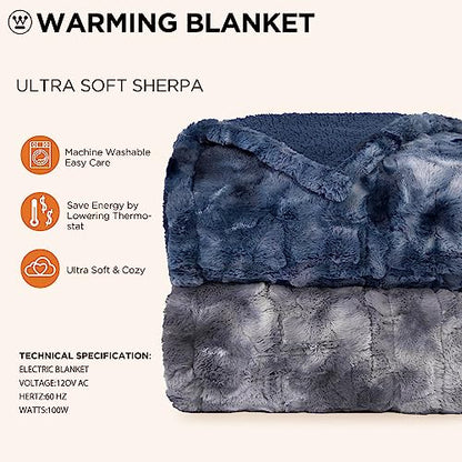 Westinghouse Heated Blanket Full Size, Faux Fur with 10 Levels, Grey - color: Grey, size: Full 80" x 84"