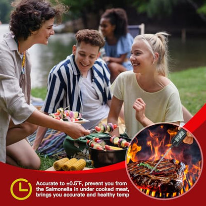 Copkim 6 Pcs Instant Read Meat Thermometer Long Probe,Black, White, Red | Probe Waterproof Digital Thermometer, For Cooking BBQ Water Milk Liquids, Quick Accurate Food Temperature - color: Black, White, Red