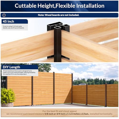 2 Pack 45" 3-Way Aluminum Fence Post, 1.8mm Thick Walls & 10mm Base - color: 2 Pack Black Fence Post, size: 45in