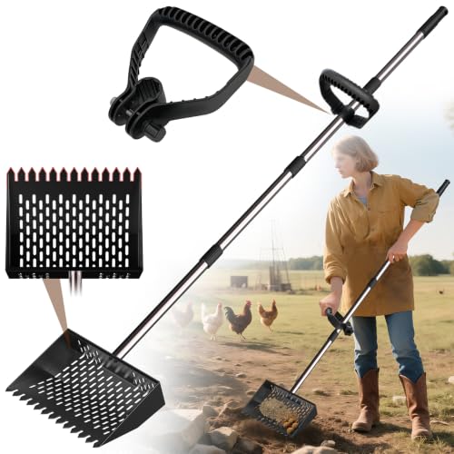 Metal Chicken Poop Scooper & Rake Scoop 10" Metal Chicken Coop Rake